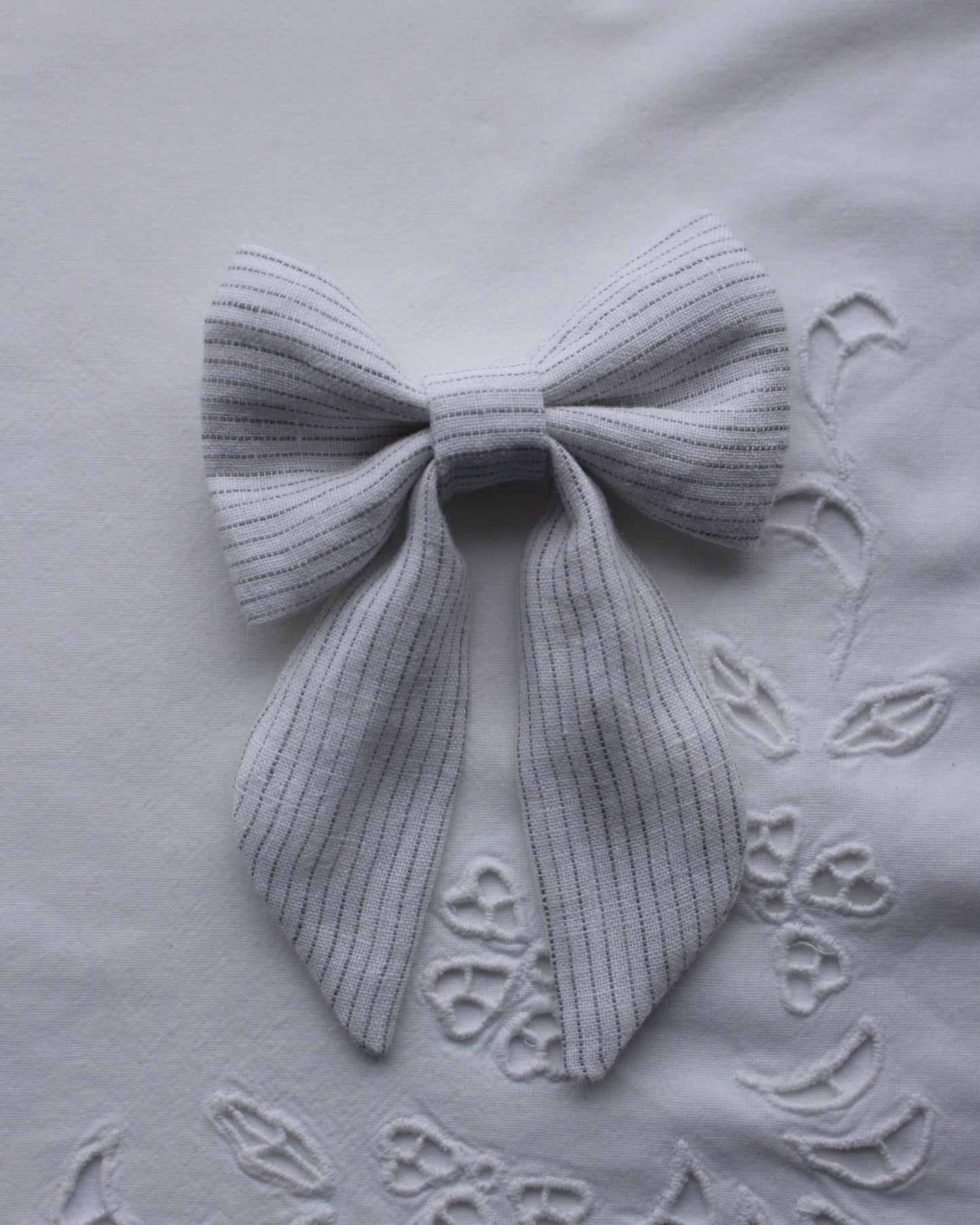Pin Striped Linen Bow