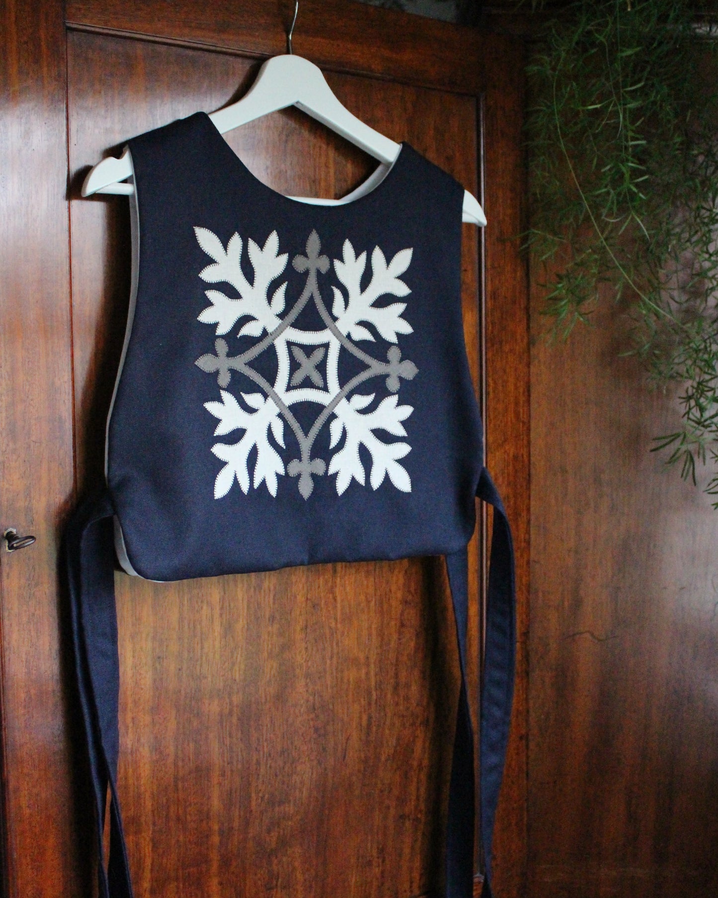 Navy Wool, Leafy Emblem Tabard