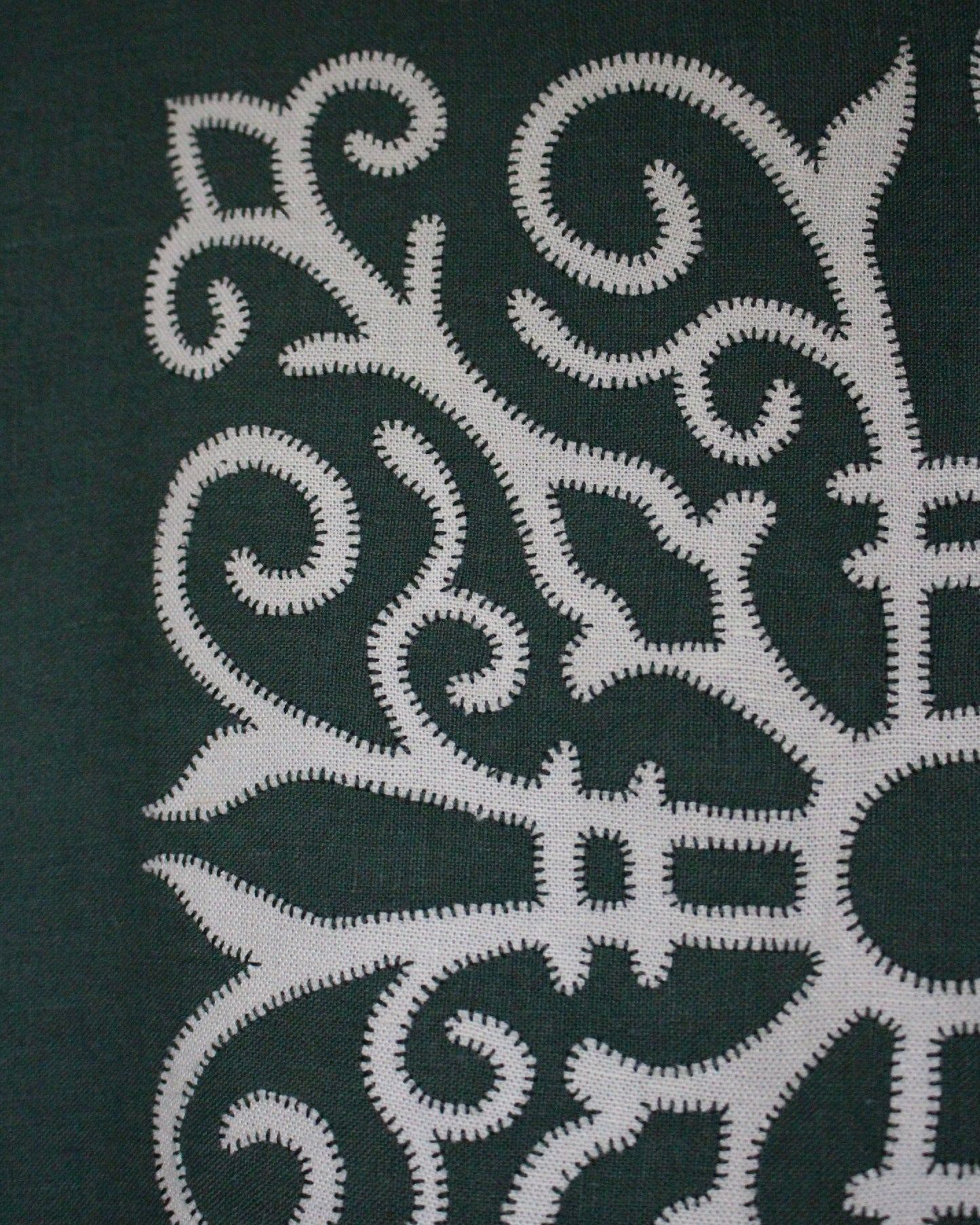 Celtic Ornamental Tile on Forest Green Linen