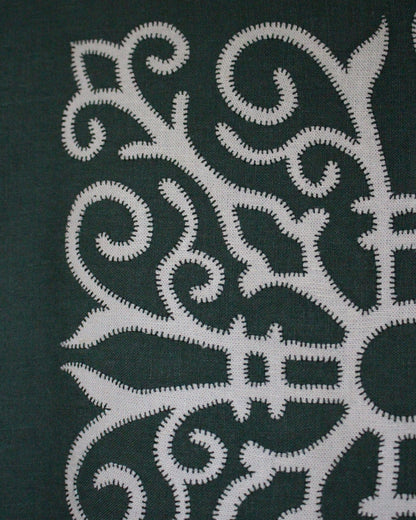 Celtic Ornamental Tile on Forest Green Linen