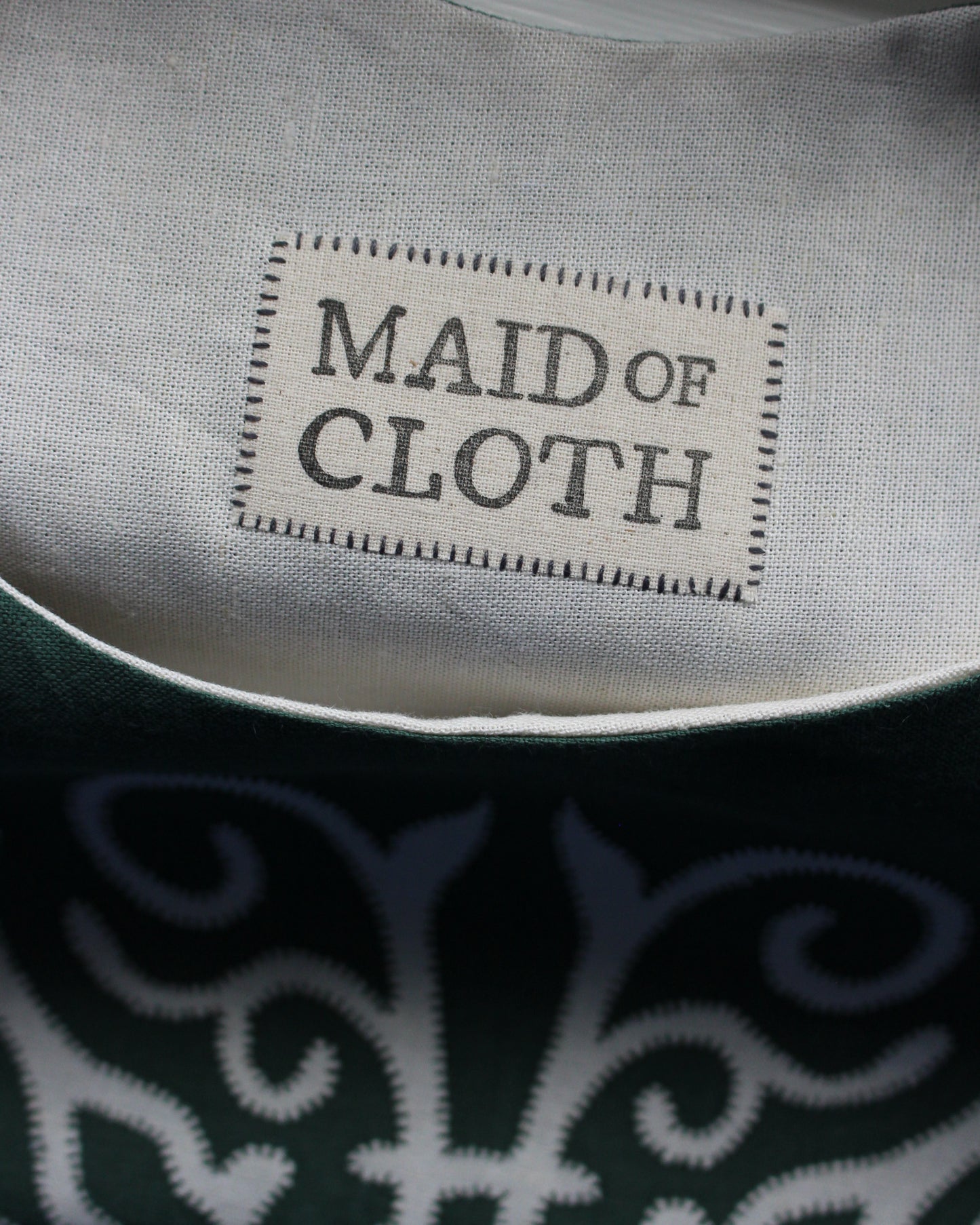 Celtic Ornamental Tile on Forest Green Linen