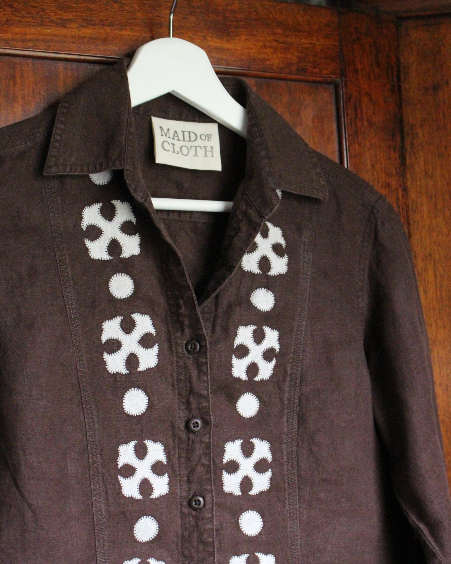 Medieval Crosses, Reworked Brown Linen Shirt