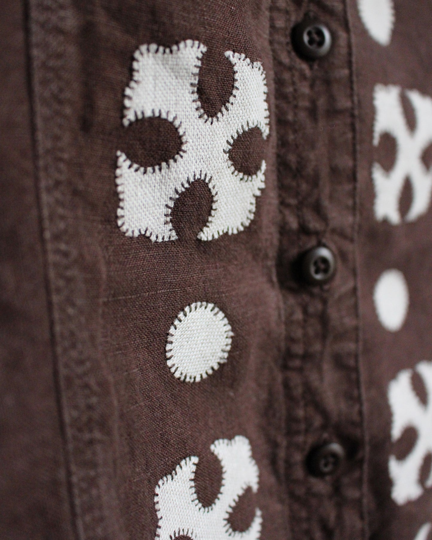 Medieval Crosses, Reworked Brown Linen Shirt