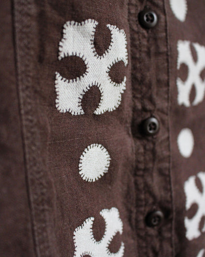 Medieval Crosses, Reworked Brown Linen Shirt