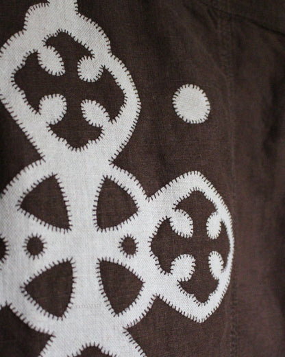 Medieval Crosses, Reworked Brown Linen Shirt
