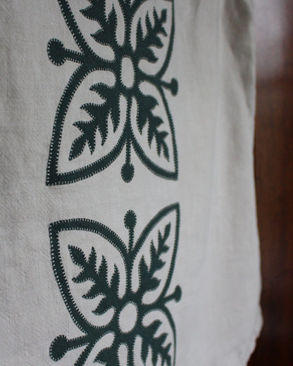 Vintage Green Tile on Reworked Linen Vest