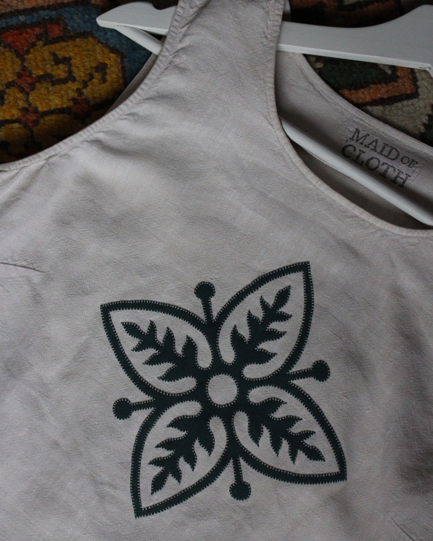 Vintage Green Tile on Reworked Linen Vest