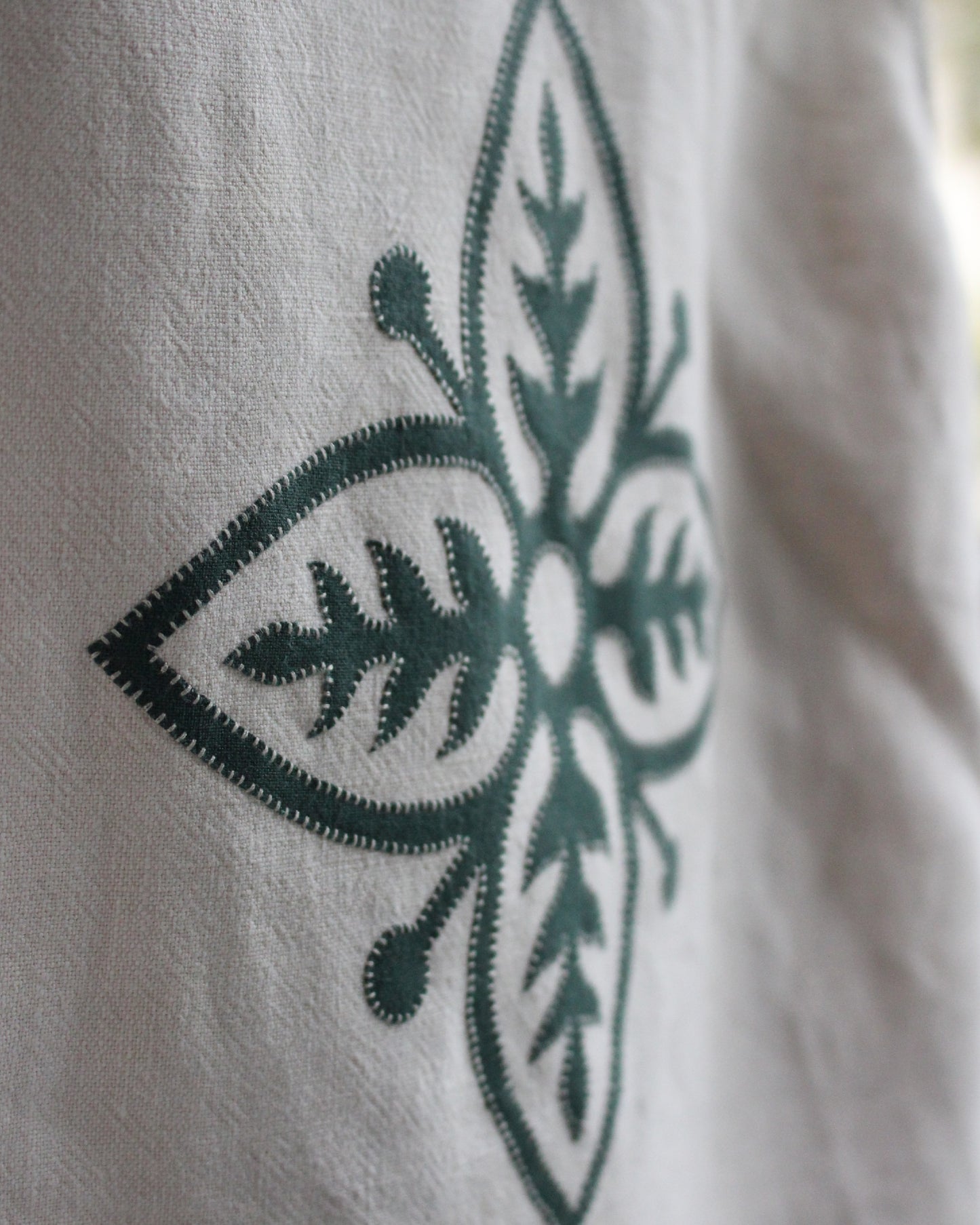 Vintage Green Tile on Reworked Linen Vest