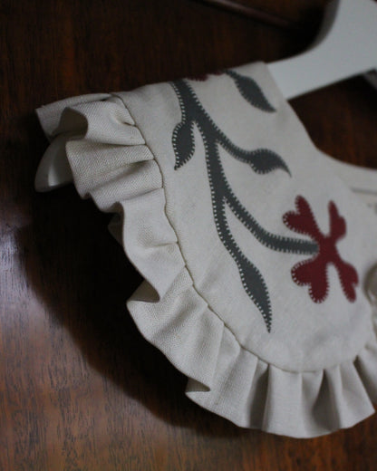 Ornate Floral Collar on Cream Linen