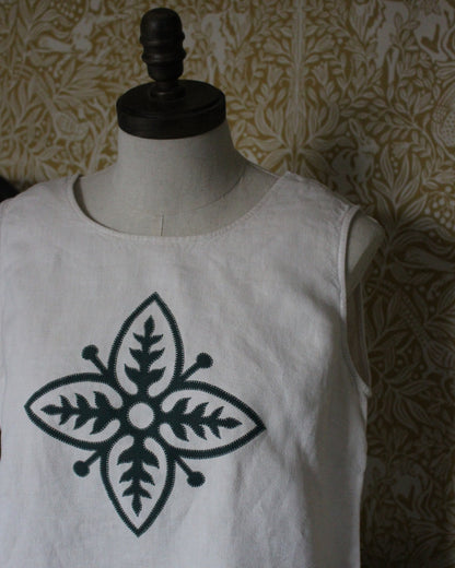 Vintage Green Tile on Reworked Linen Vest