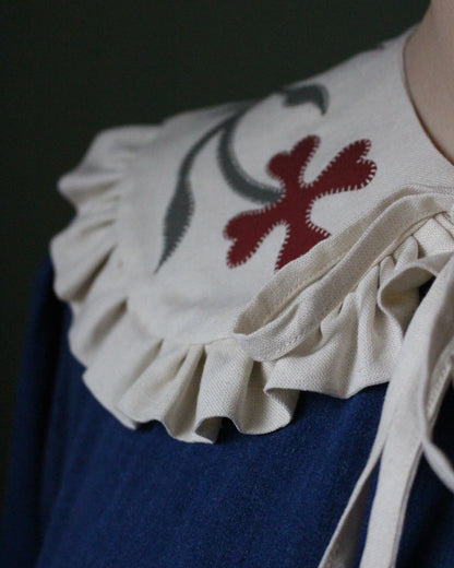 Ornate Floral Collar on Cream Linen