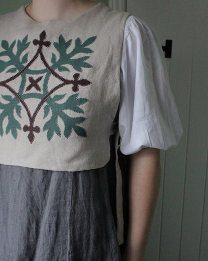 Natural Linen, Leafy Emblem Tabard