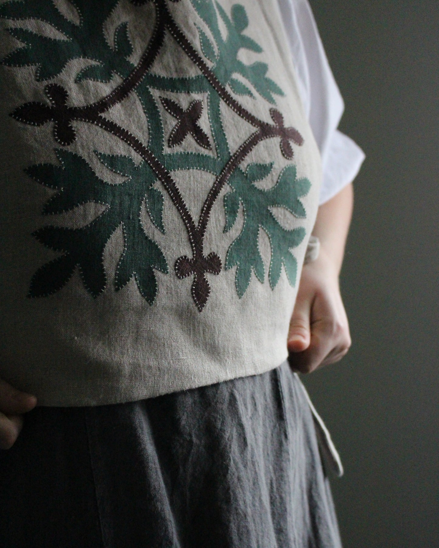Natural Linen, Leafy Emblem Tabard