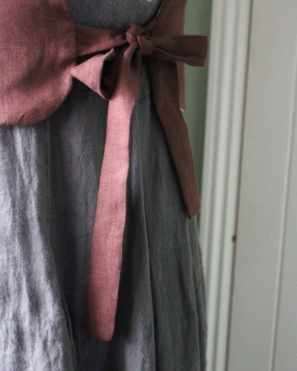 Royal Floral Emblem Tabard in Burgundy Linen