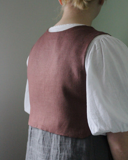 Royal Floral Emblem Tabard in Burgundy Linen