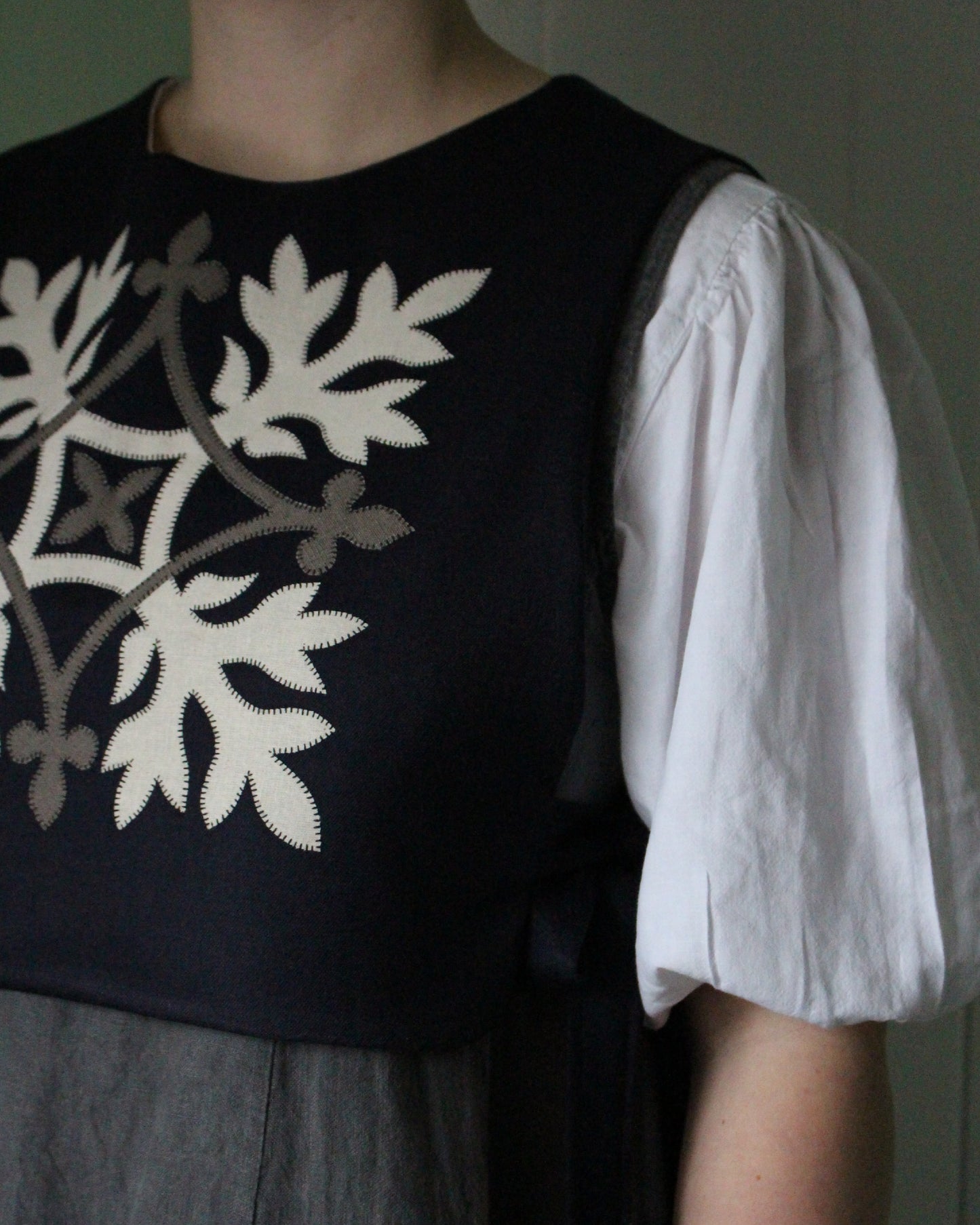 Navy Wool, Leafy Emblem Tabard