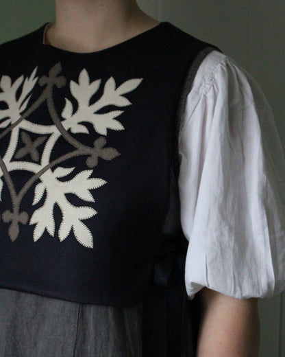 Navy Wool, Leafy Emblem Tabard