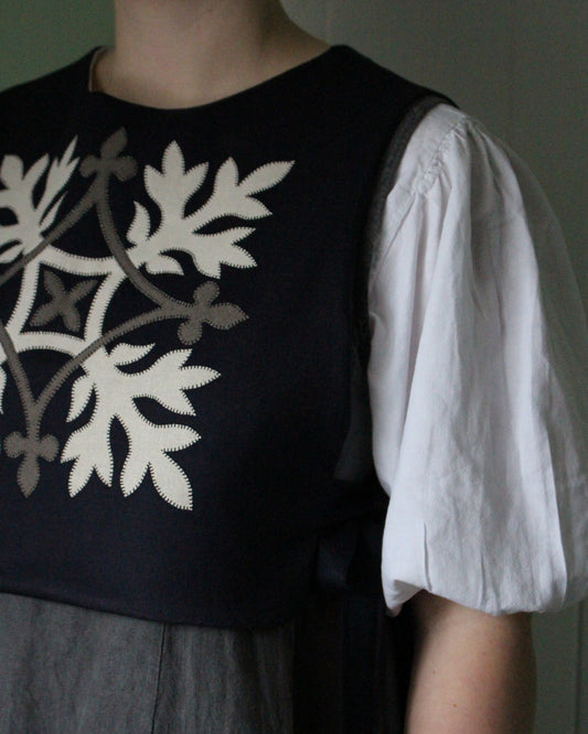 Navy Wool, Leafy Emblem Tabard