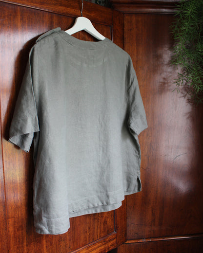 Ornate Neutral, Khaki Tunic Style Top