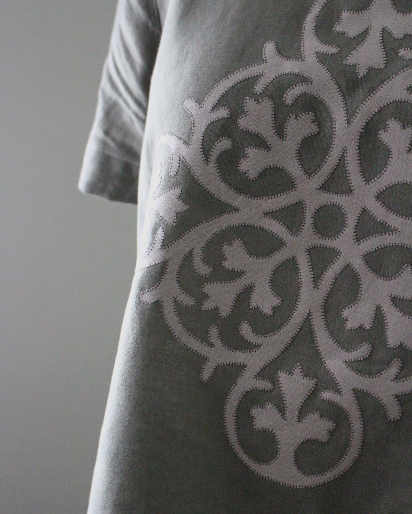 Ornate Neutral, Khaki Tunic Style Top