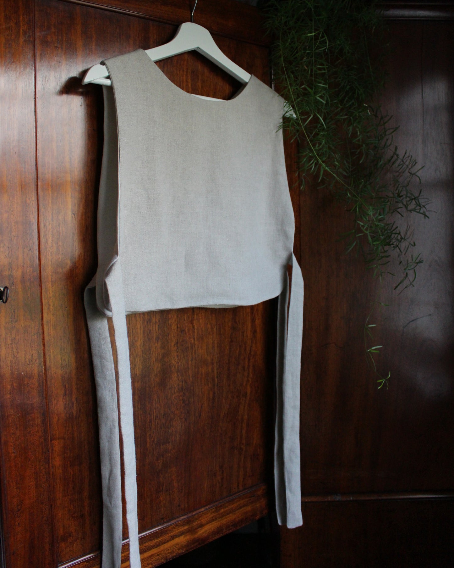 Burgundy Intertwining Vines on Natural Linen