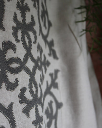 Intertwining Vines, Reworked Natural Linen Shirt