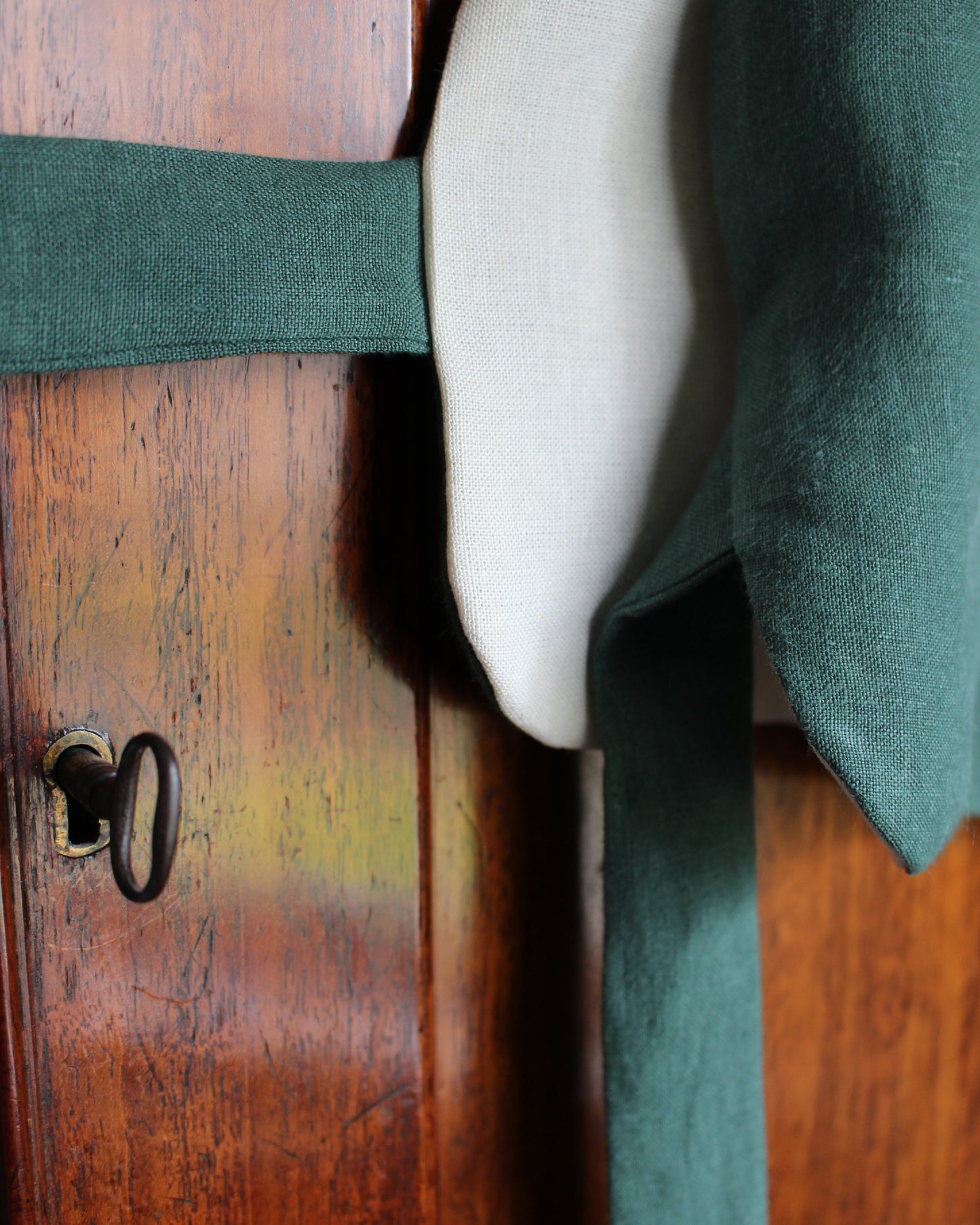 Patchwork Stars On Forest Green Linen