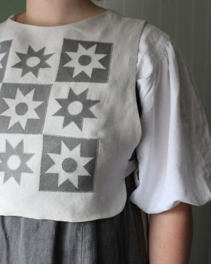 Patchwork Stars on Chalk White Linen