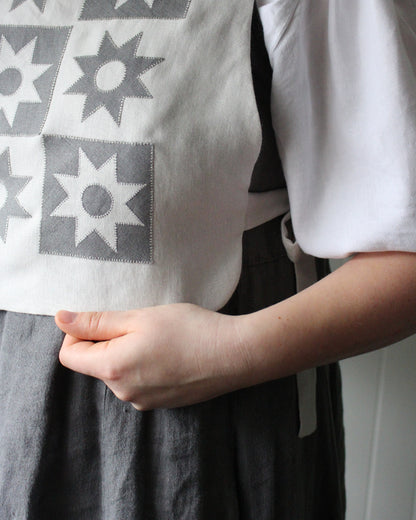 Patchwork Stars on Chalk White Linen
