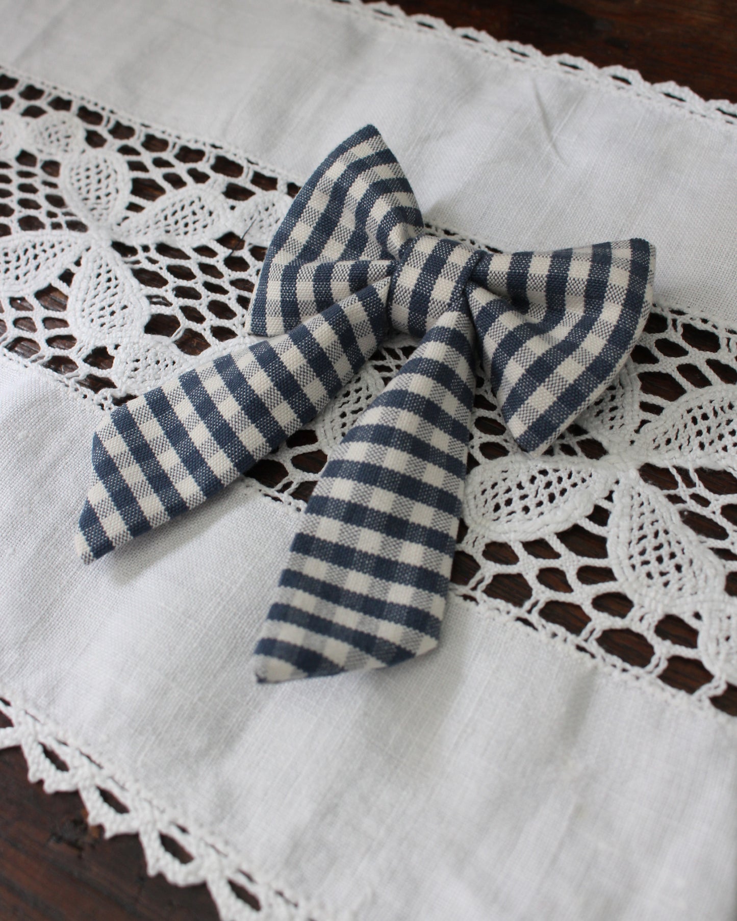 Navy Gingham Bow