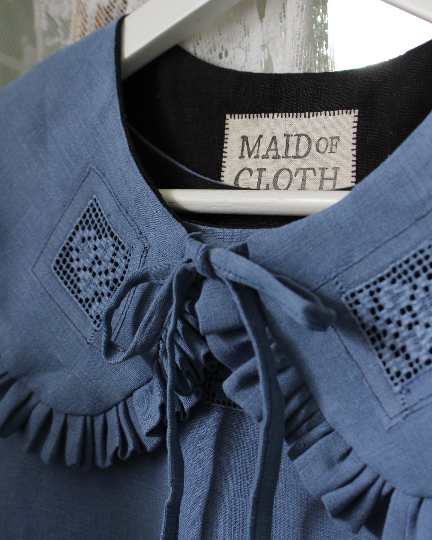 Vintage Blue Needle Lace Detachable Collar