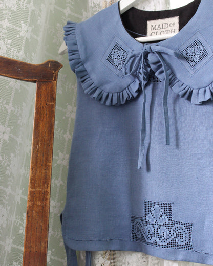 Vintage Blue Needle Lace Tabard Style Top