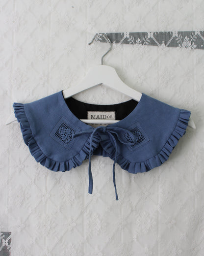 Vintage Blue Needle Lace Detachable Collar