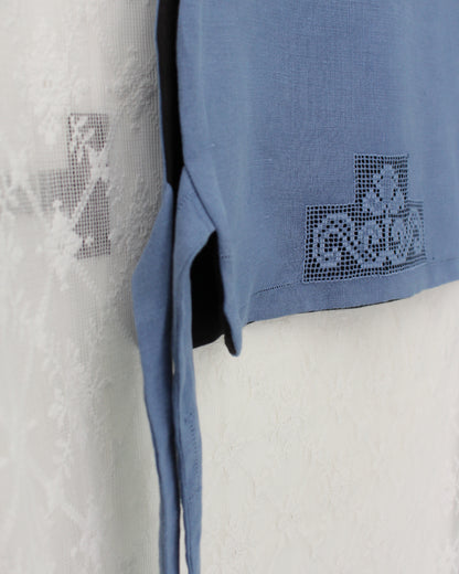 Vintage Blue Needle Lace Tabard Style Top