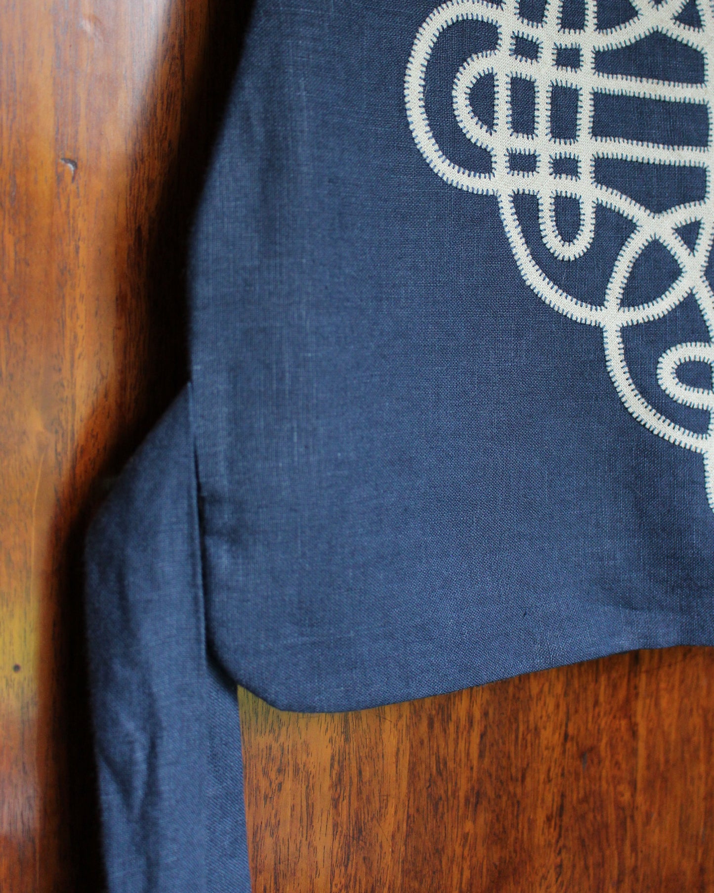 Ringed Celtic Knot Design on Navy Linen