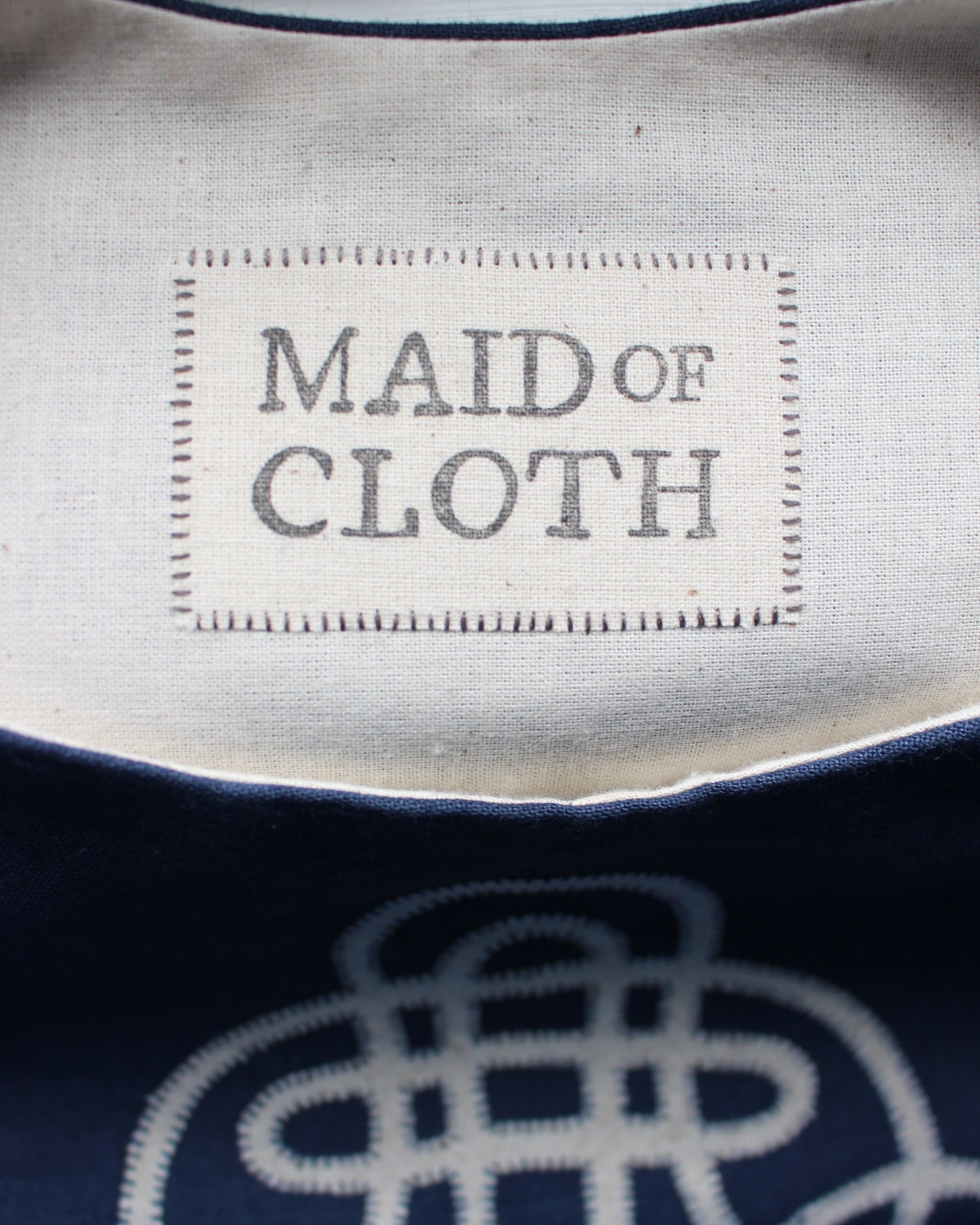 Ringed Celtic Knot Design on Navy Linen