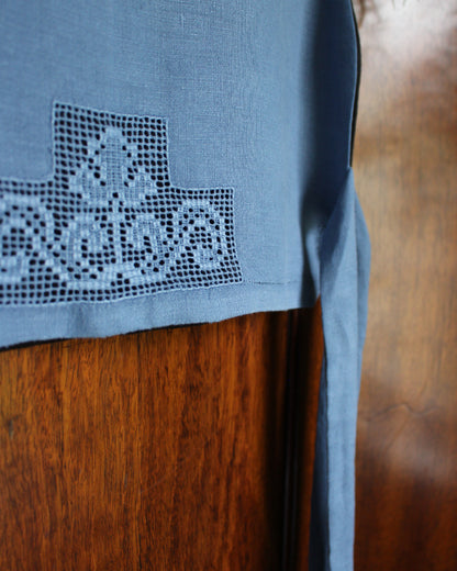 Vintage Blue Needle Lace Tabard Style Top