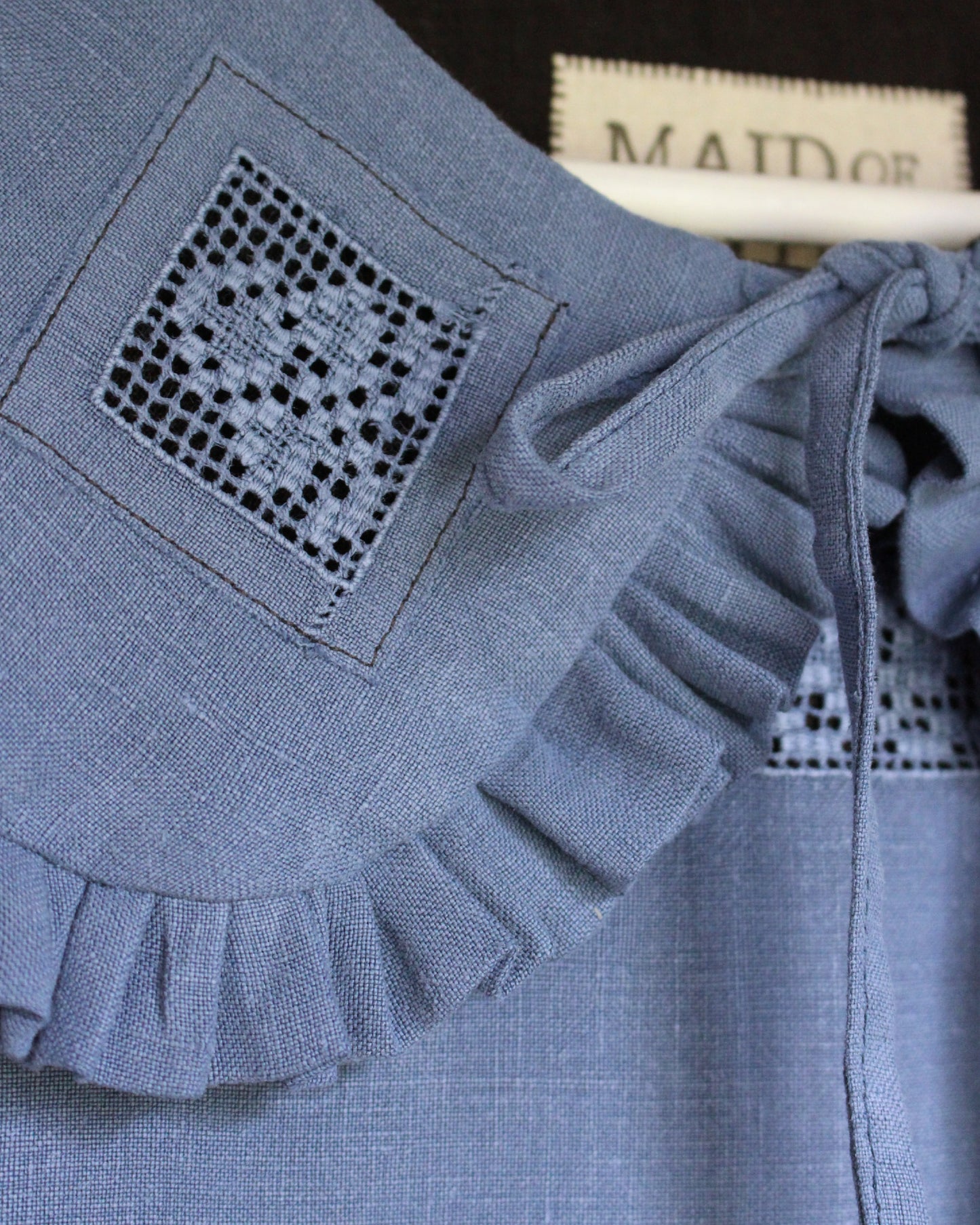 Vintage Blue Needle Lace Detachable Collar