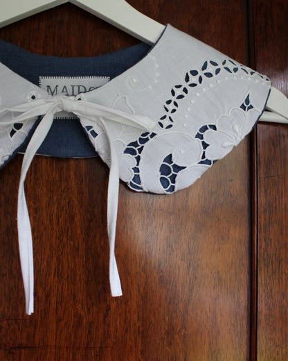 Floral Cloth, Lined Detachable Collar, Blue