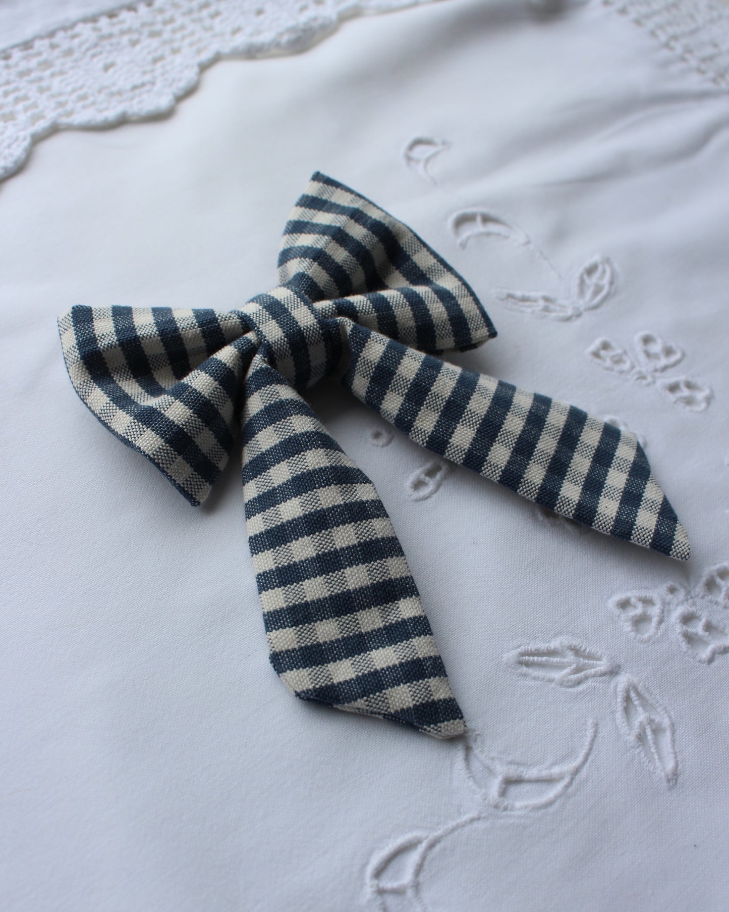 Navy Gingham Bow