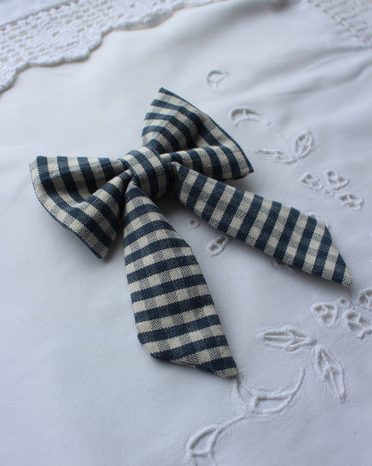 Navy Gingham Bow