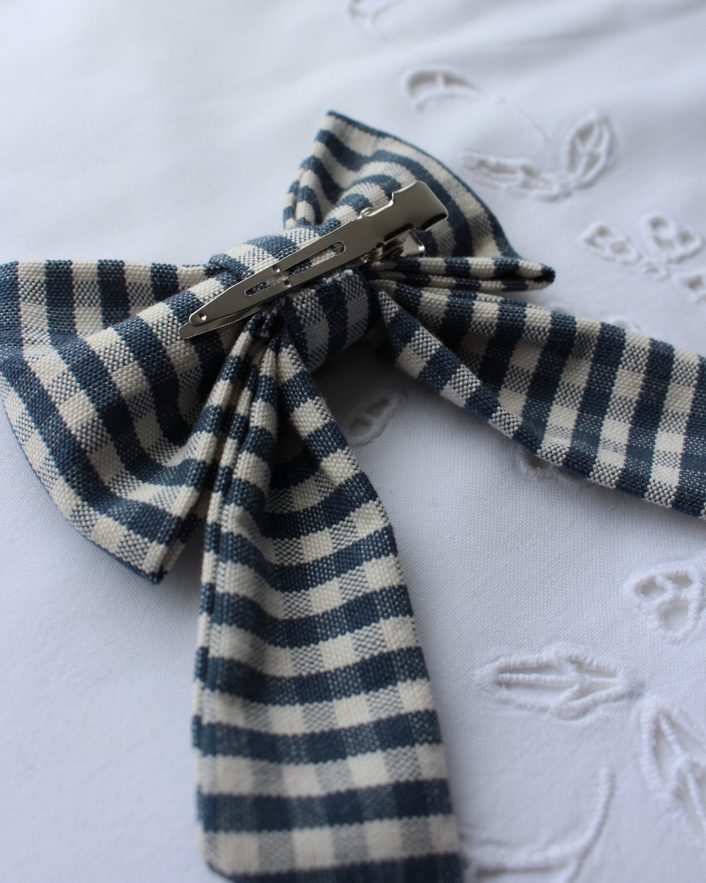 Navy Gingham Bow