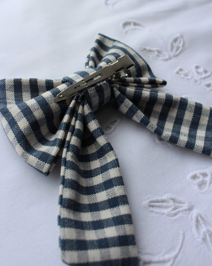 Navy Gingham Bow