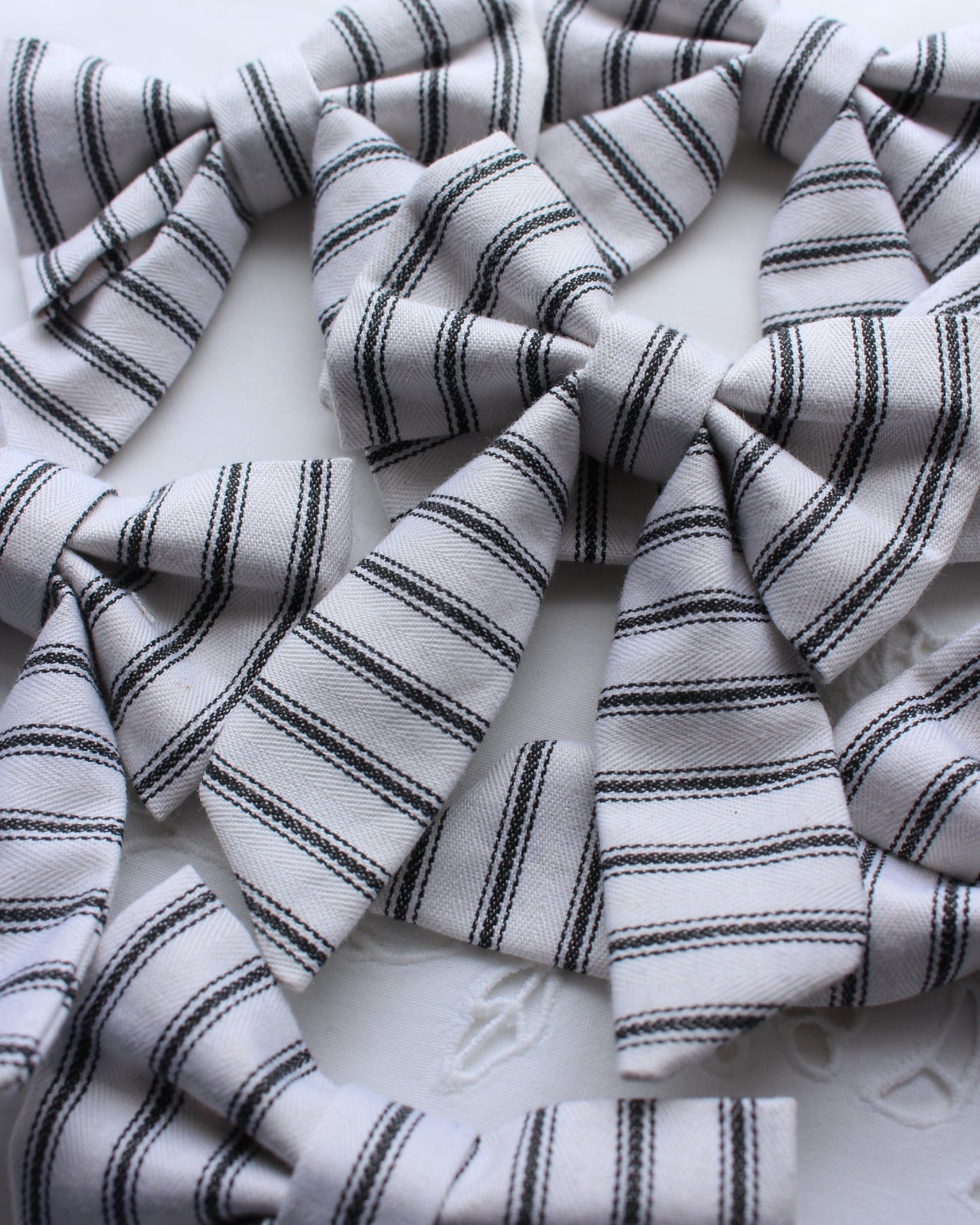 Herringbone Ticking Cotton Bow