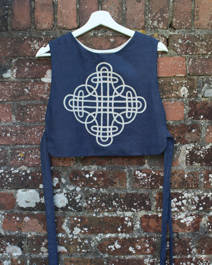 Ringed Celtic Knot Design on Navy Linen