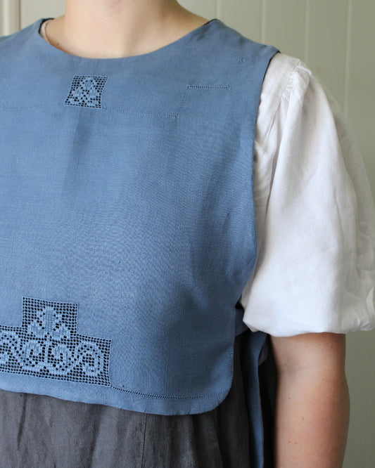 Vintage Blue Needle Lace Tabard Style Top