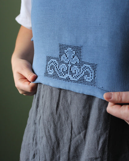 Vintage Blue Needle Lace Tabard Style Top