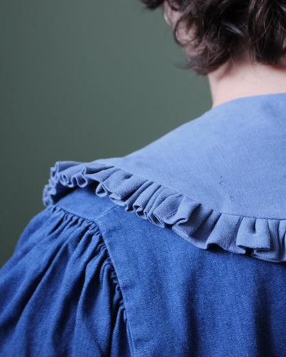 Vintage Blue Needle Lace Detachable Collar