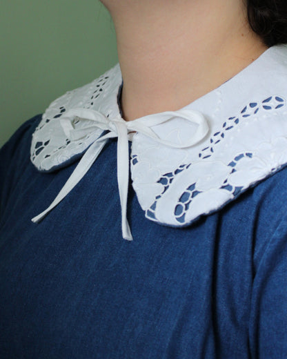 Floral Cloth, Lined Detachable Collar, Blue