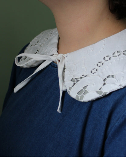 Floral Cloth, Lined Detachable Collar, Gray